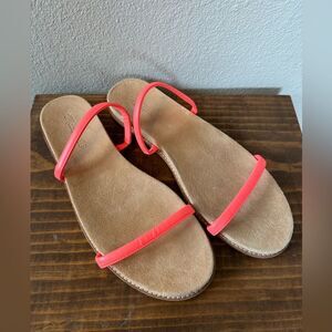 NWOB**Madewell Paris Bare Electric Pink Slide Sandals Leather Size 9